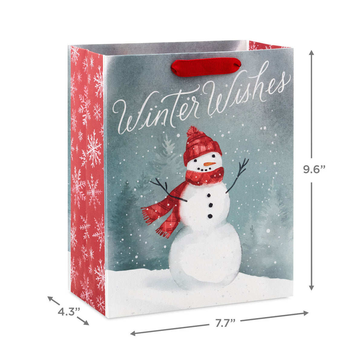 Hallmark 9.6'' Winter Wishes Snowman on Gray Medium Holiday Gift Bag
