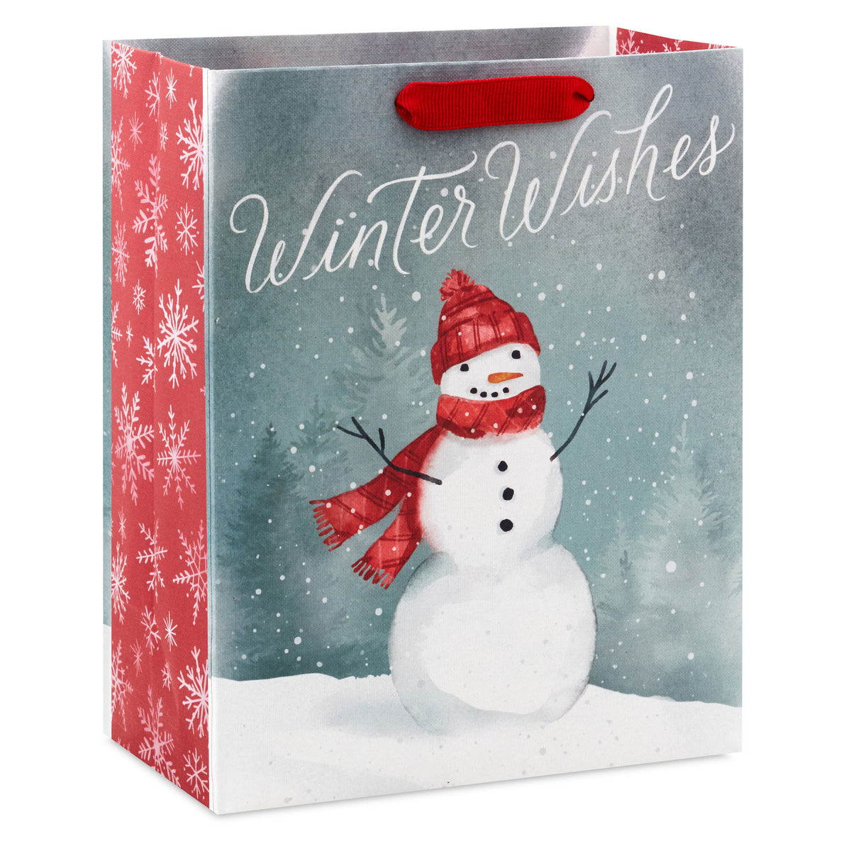 Hallmark 9.6'' Winter Wishes Snowman on Gray Medium Holiday Gift Bag