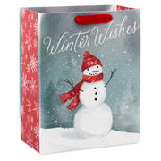 Hallmark 9.6'' Winter Wishes Snowman on Gray Medium Holiday Gift Bag