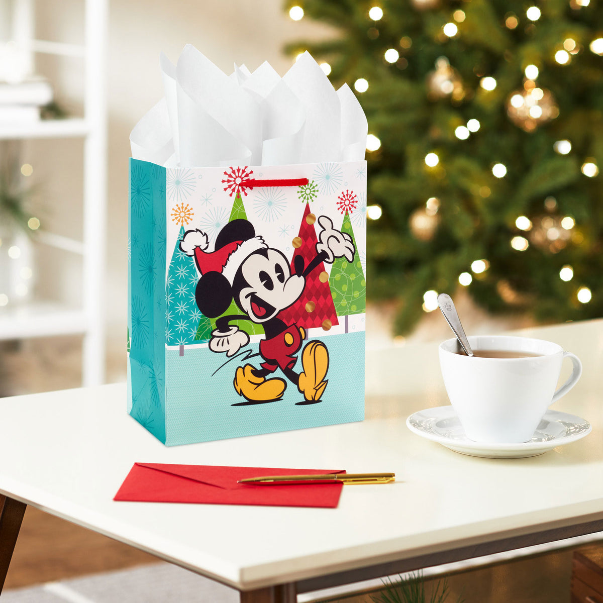 Hallmark 9.6'' Disney Vintage Mickey Mouse Medium Christmas Gift Bag