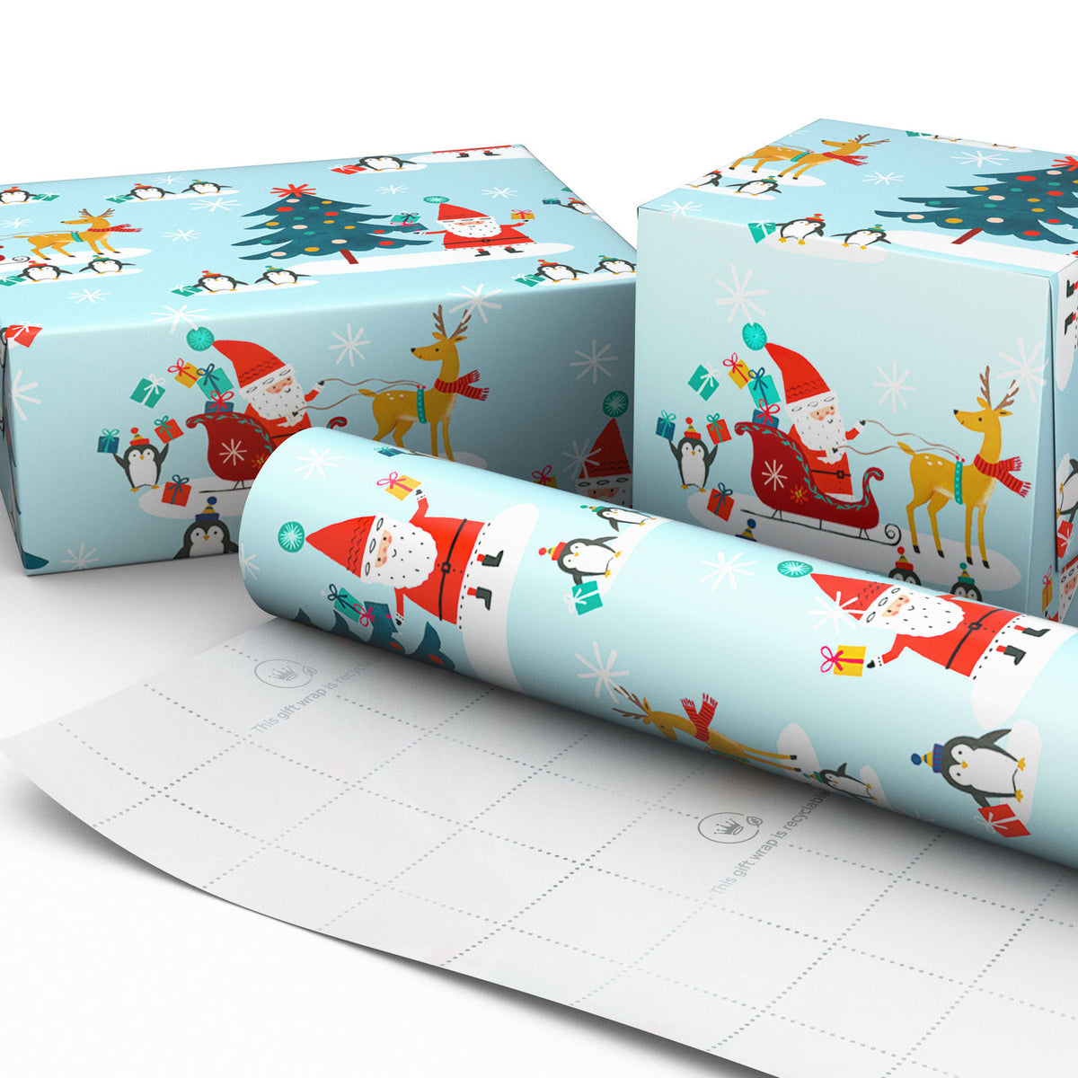 Hallmark Santa and Penguin Friends Jumbo Christmas Wrapping Paper, 90 sq. ft.