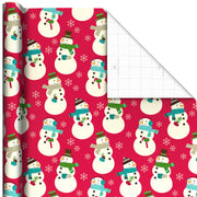 Hallmark Snowmen on Red Jumbo Christmas Wrapping Paper, 90 sq. ft.