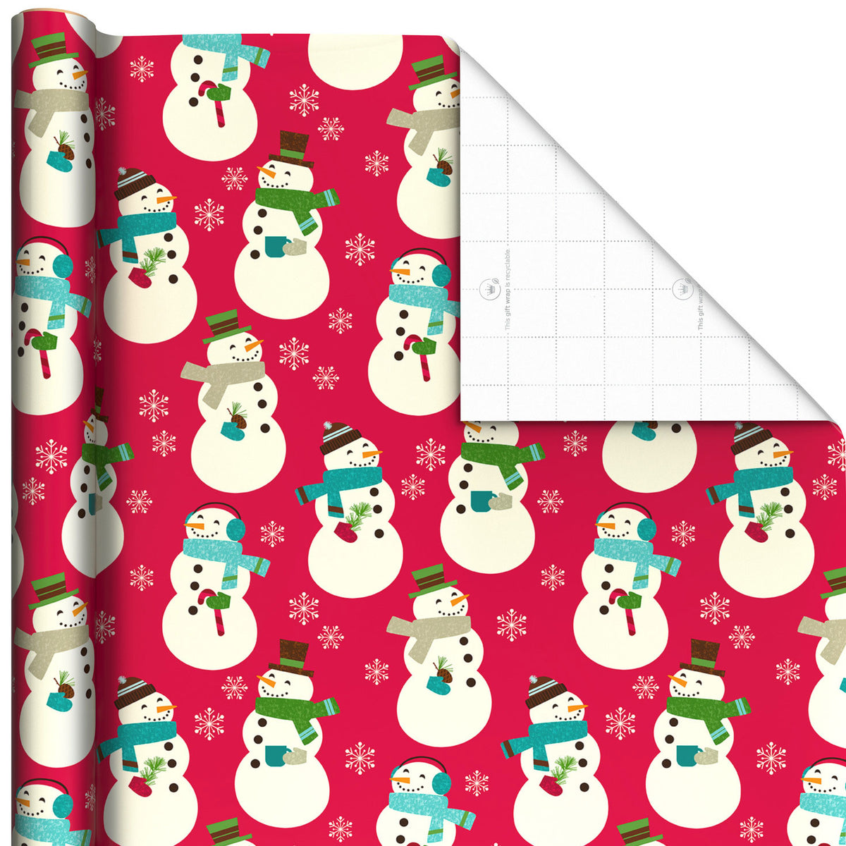 Hallmark Snowmen on Red Jumbo Christmas Wrapping Paper, 90 sq. ft.
