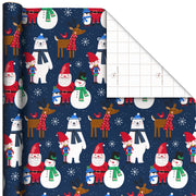 Hallmark Santa and Friends on Navy Jumbo Christmas Wrapping Paper Roll, 90 sq. ft.