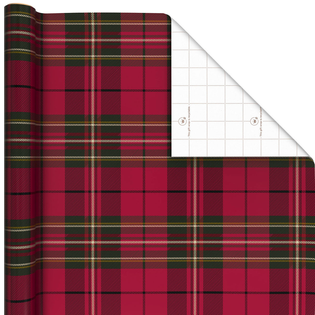 Hallmark Classic Red Plaid Jumbo Christmas Wrapping Paper Roll, 90 sq. ft.