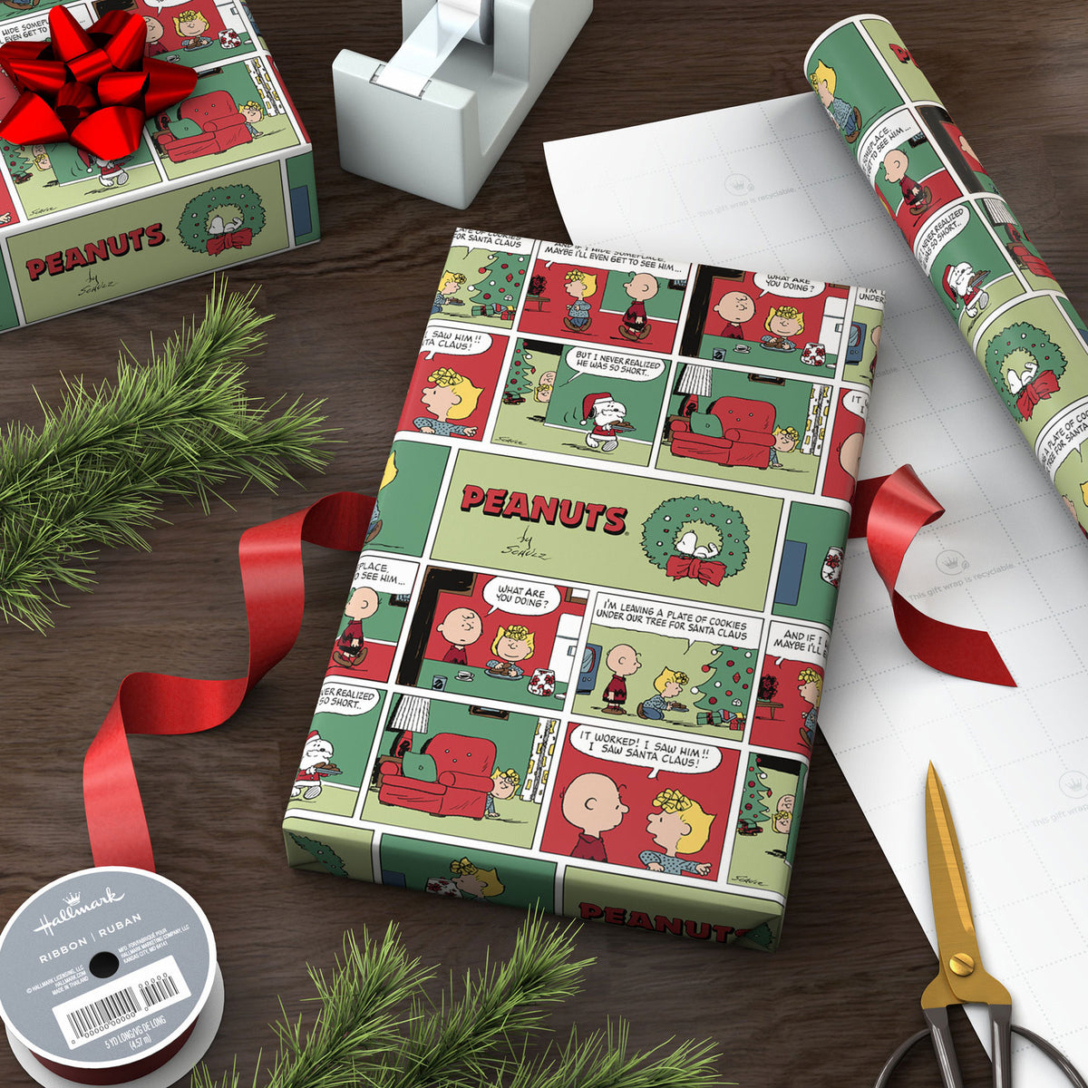Hallmark Peanuts® Classic Comics Jumbo Christmas Wrapping Paper Roll, 70 sq. ft.