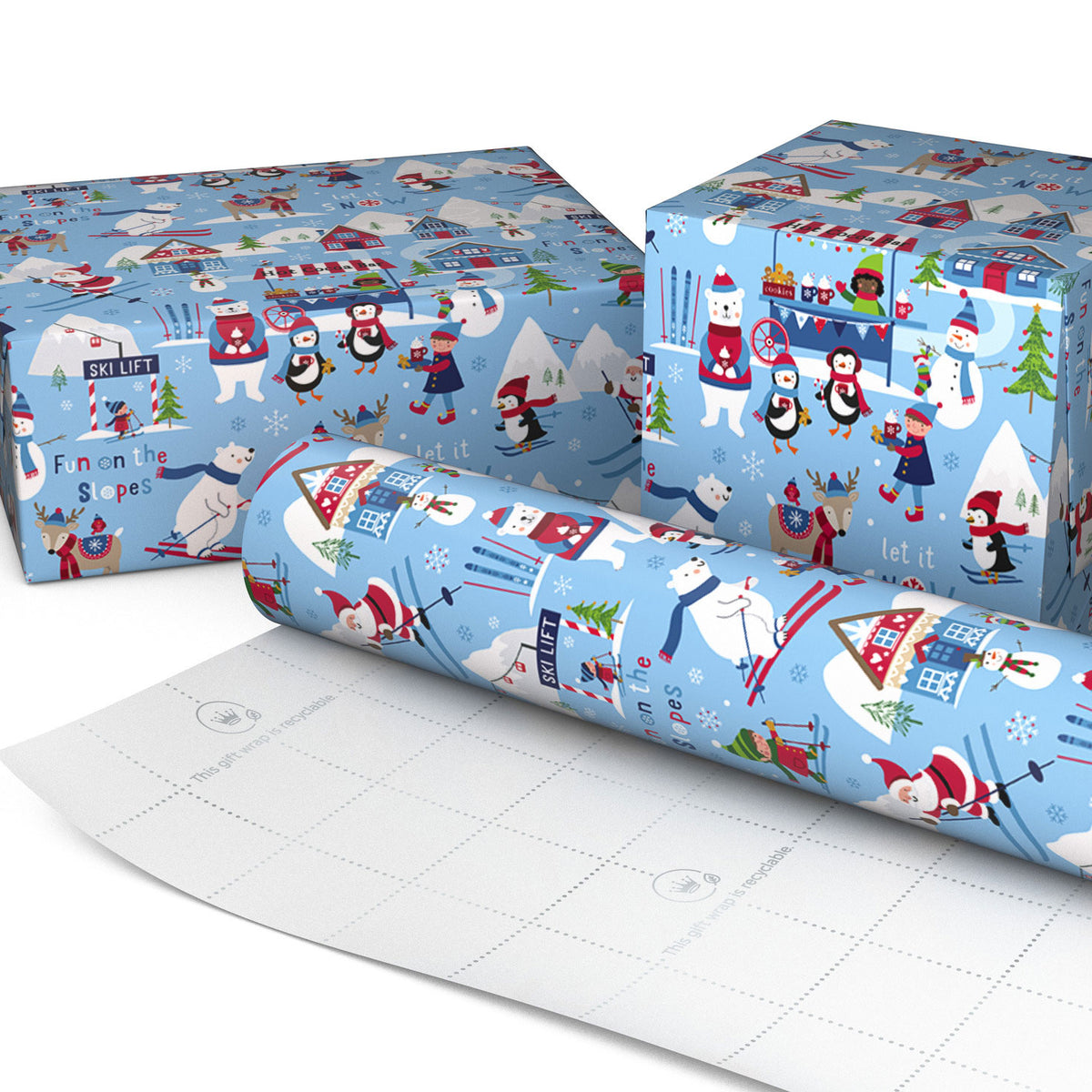 Hallmark Santa's Village on Blue Jumbo Christmas Wrapping Paper Roll, 90 sq. ft.