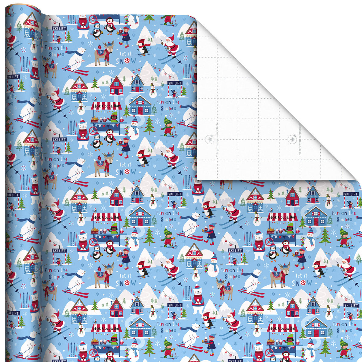Hallmark Santa's Village on Blue Jumbo Christmas Wrapping Paper Roll, 90 sq. ft.
