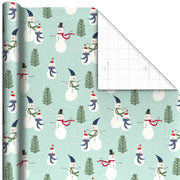 Hallmark Snowmen on Mint Green Jumbo Christmas Wrapping Paper Roll, 90 sq. ft.