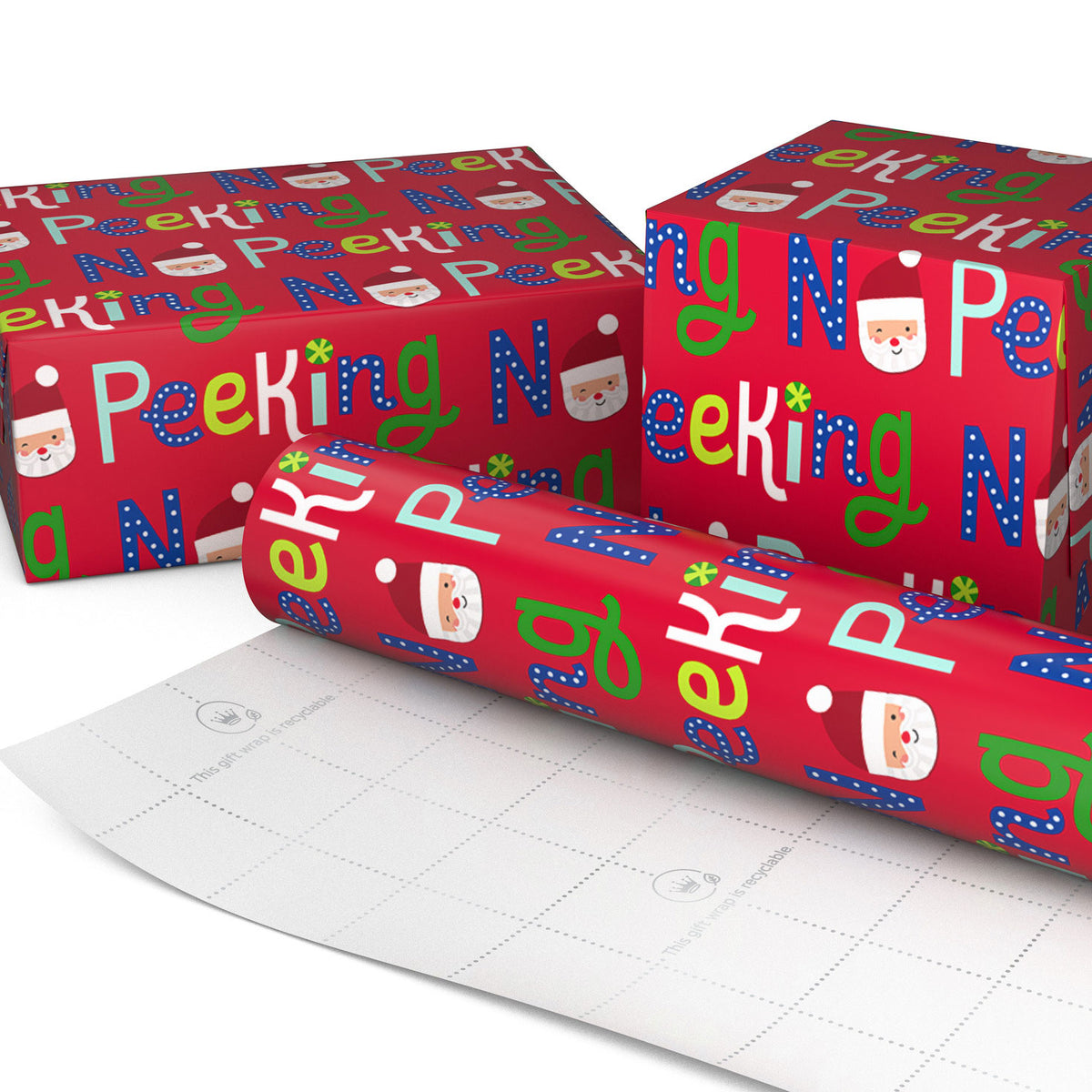 Hallmark No Peeking Jumbo Christmas Wrapping Paper Roll, 90 sq. ft.