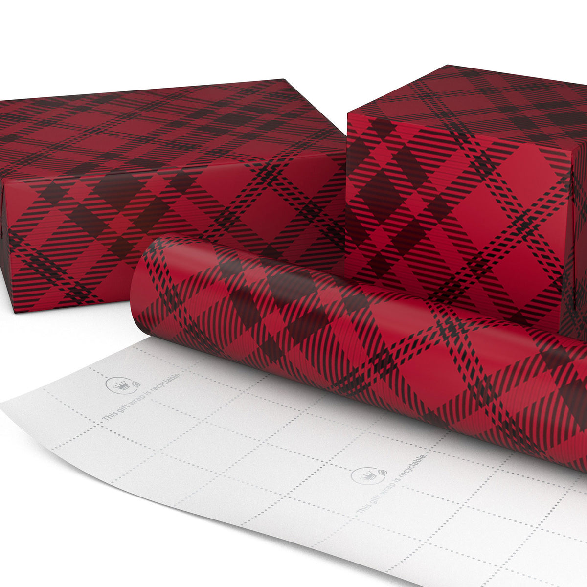 Hallmark Red and Black Plaid Jumbo Christmas Wrapping Paper Roll, 90 sq. ft.