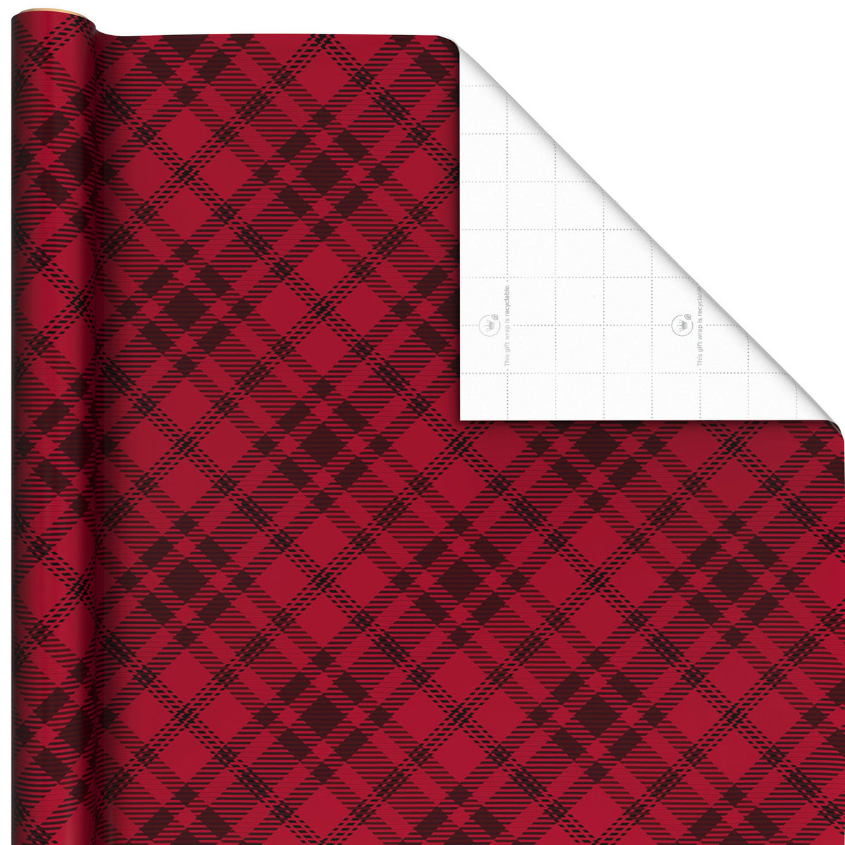 Hallmark Red and Black Plaid Jumbo Christmas Wrapping Paper Roll, 90 sq. ft.