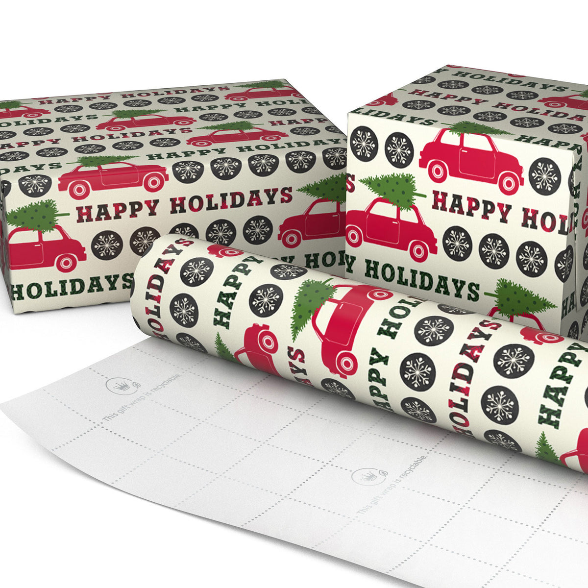 Hallmark Red Car with Snowflakes Jumbo Christmas Wrapping Paper Roll, 90 sq. ft.
