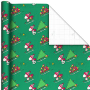 Hallmark Peanuts® Sledding Snoopy on Green Jumbo Christmas Wrapping Paper Roll, 70 sq. ft.