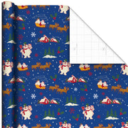 Hallmark Frosty the Snowman™ Santa on Blue Jumbo Christmas Wrapping Paper Roll, 70 sq. ft.