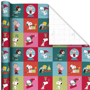 Hallmark Peanuts® Snoopy and Charlie Brown Grid Christmas Wrapping Paper Roll, 35 sq. ft.