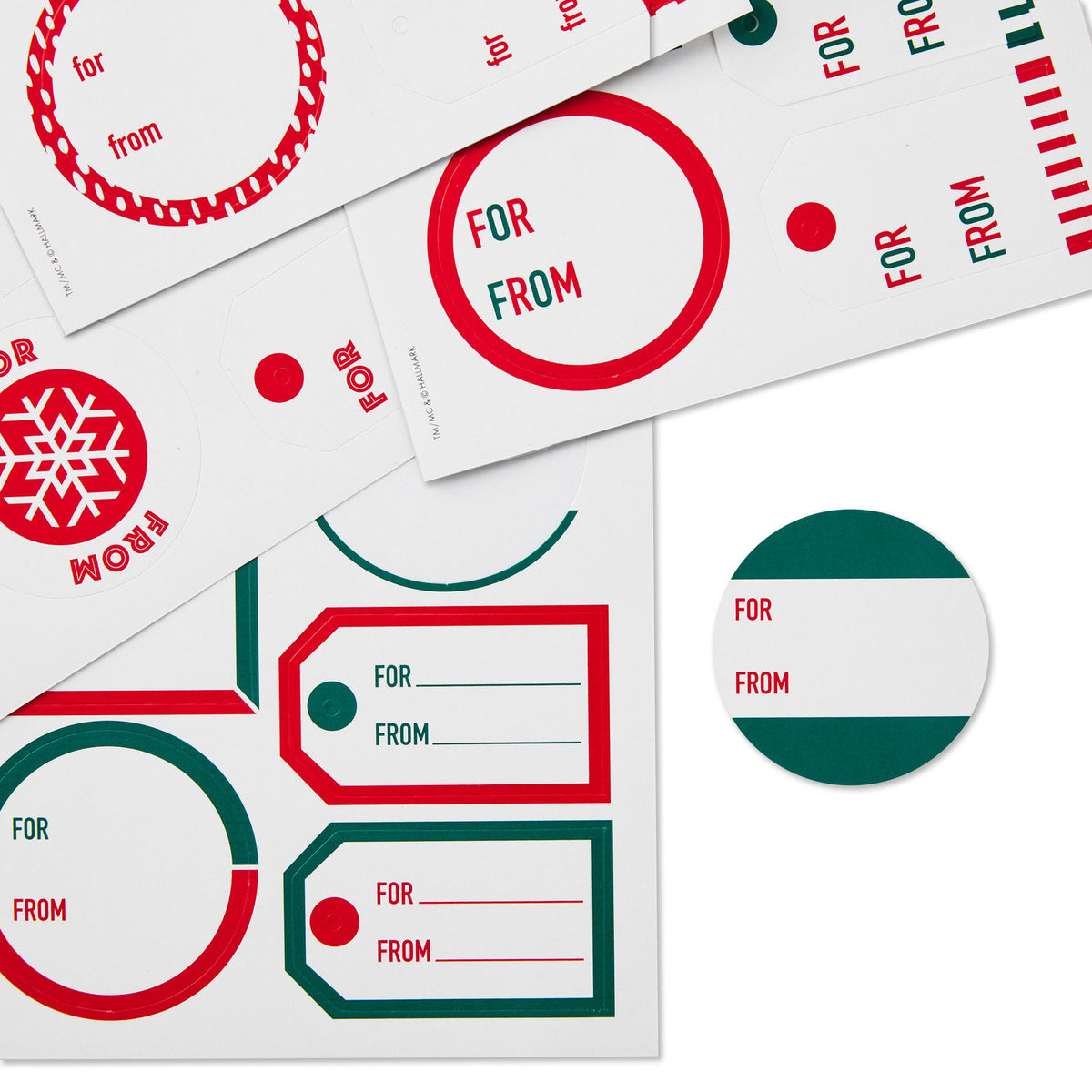 Hallmark Red and Green Patterns Christmas Gift Tag Stickers, Pack of 96