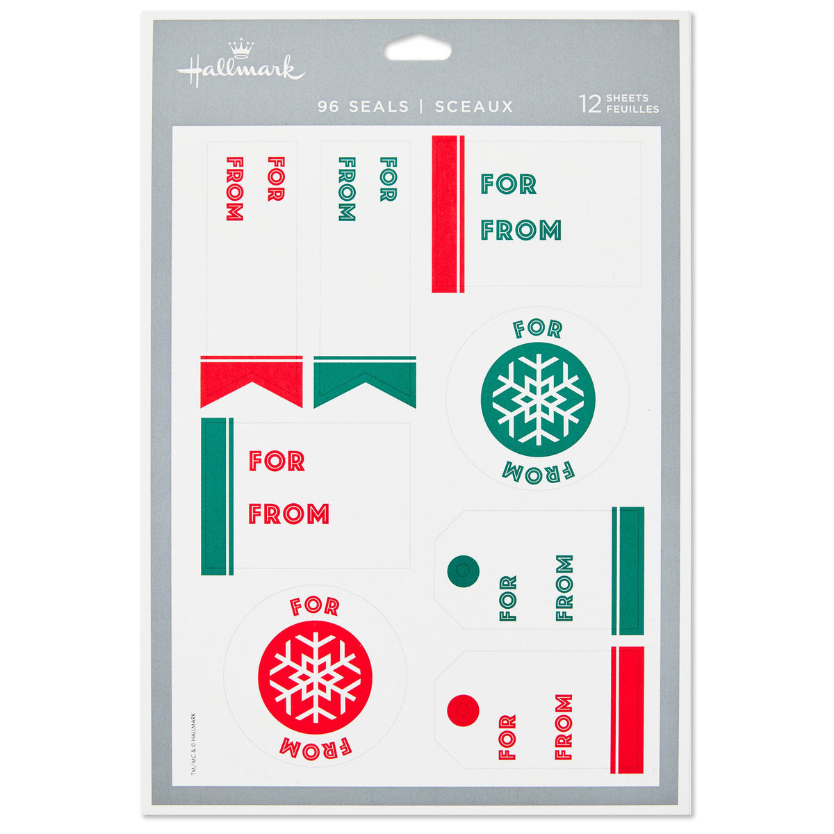 Hallmark Red and Green Patterns Christmas Gift Tag Stickers, Pack of 96