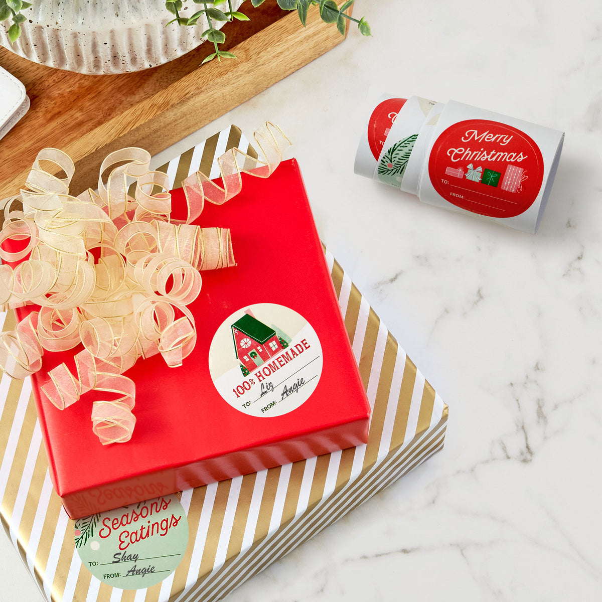 Hallmark Made With Love Christmas Gift Tag Stickers, Roll of 27