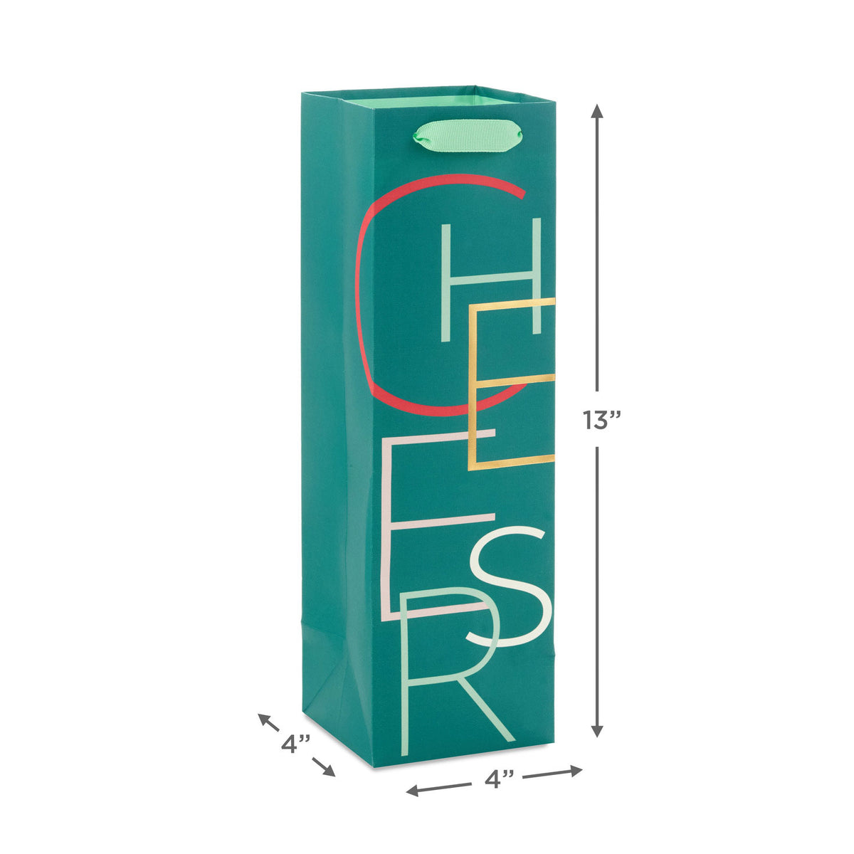 Hallmark 13'' Cheers on Green Wine Gift Bag