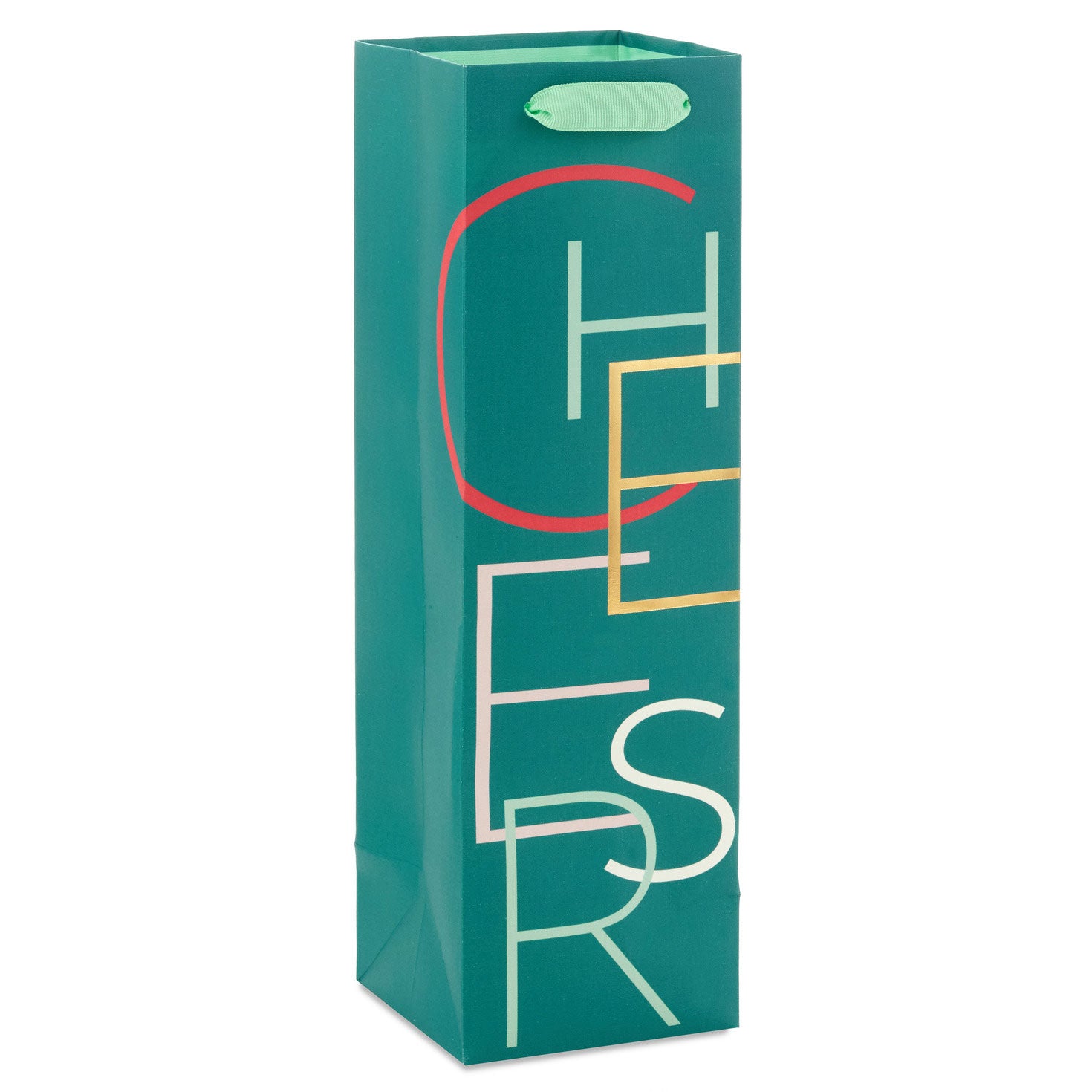 Hallmark 13'' Cheers on Green Wine Gift Bag
