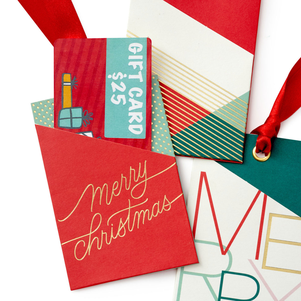 Hallmark Modern and Merry 3-Pack Christmas Gift Card Holder Tags