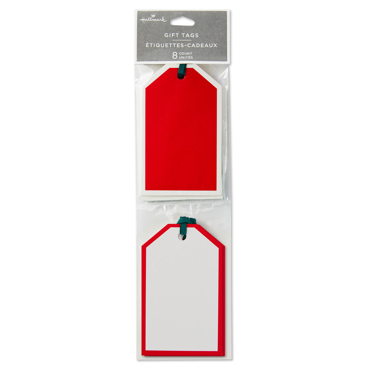 Hallmark Assorted Solid Designs With Borders Christmas Gift Tags, Pack of 8