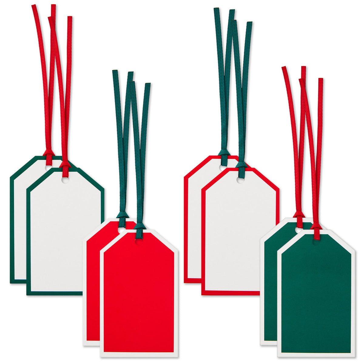 Hallmark Assorted Solid Designs With Borders Christmas Gift Tags, Pack of 8