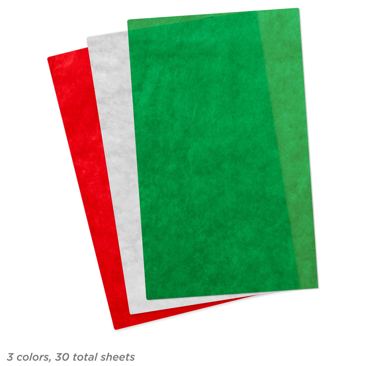 Hallmark Solid Red, Green, White Christmas Tissue Paper, 30 sheets