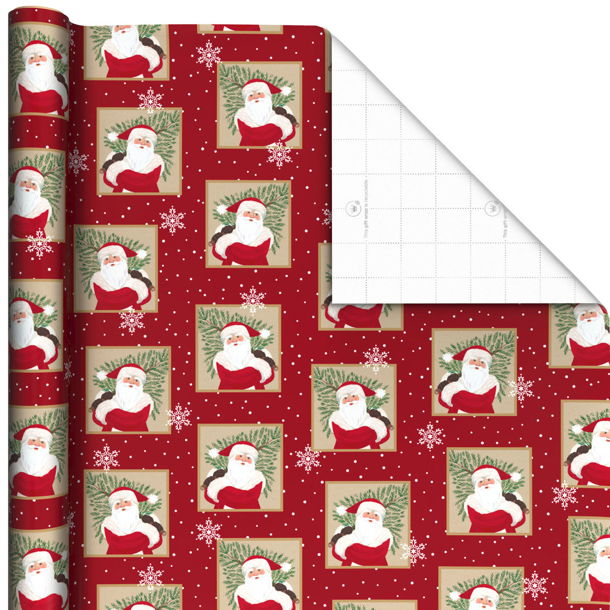Hallmark Santa With Tree Christmas Wrapping Paper, 35 sq. ft.