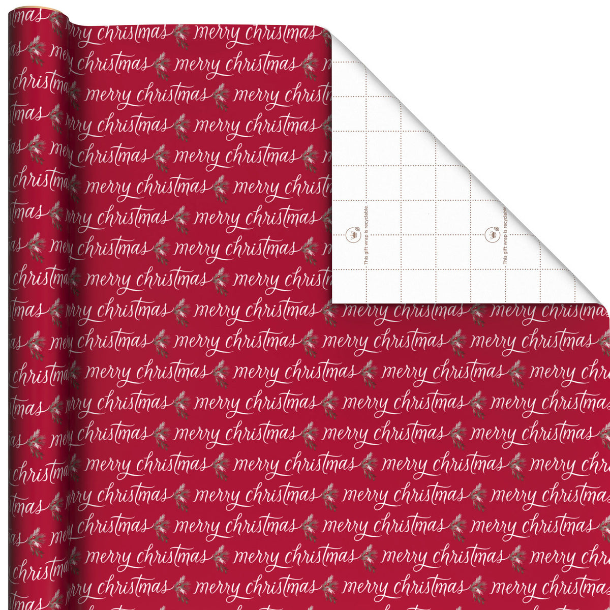 Hallmark Cinnamon-Scented Merry Christmas on Red Wrapping Paper Roll, 20 sq. ft.