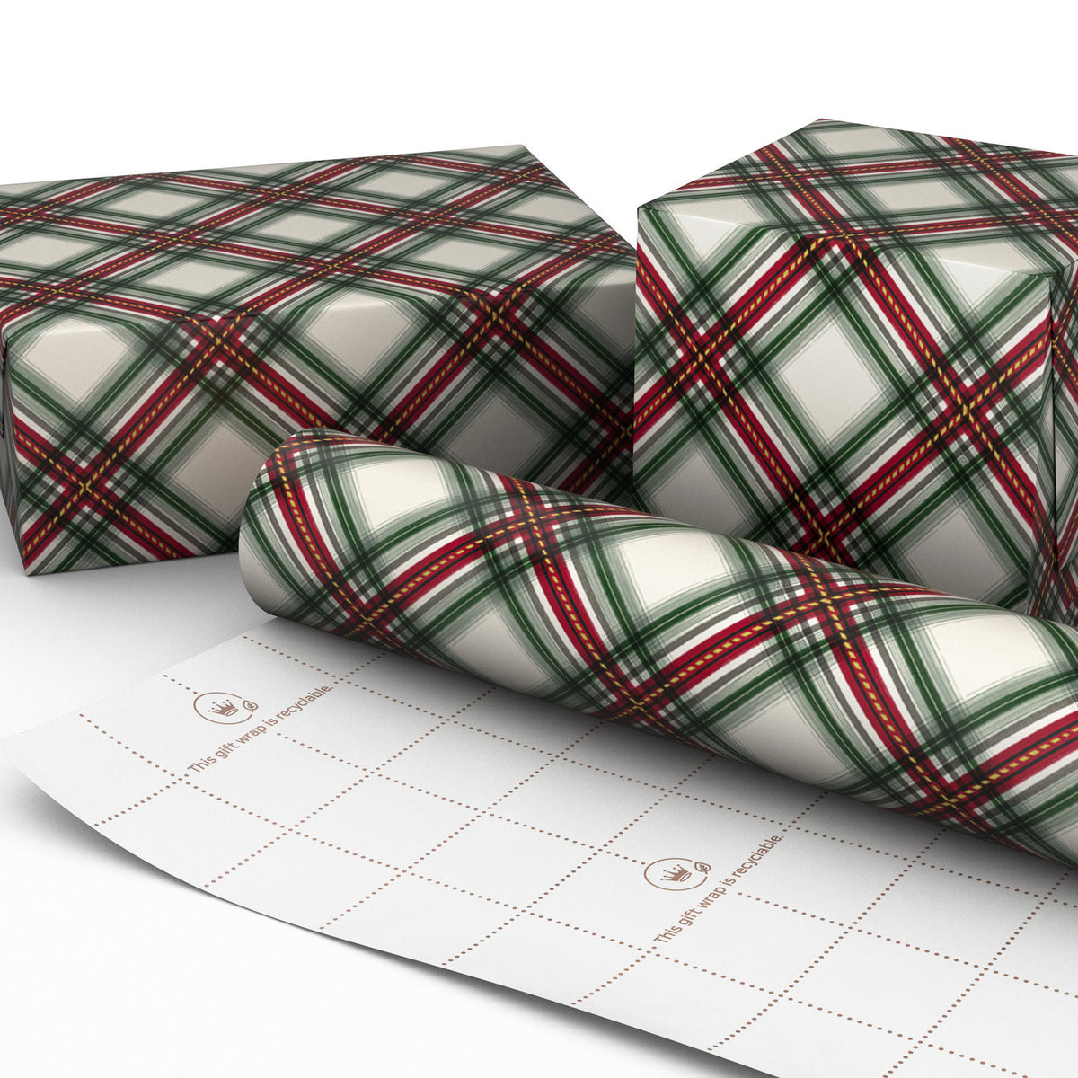 Hallmark Festive Red and Green Plaid Christmas Wrapping Paper Roll, 35 sq. ft.