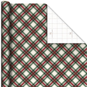 Hallmark Festive Red and Green Plaid Christmas Wrapping Paper Roll, 35 sq. ft.