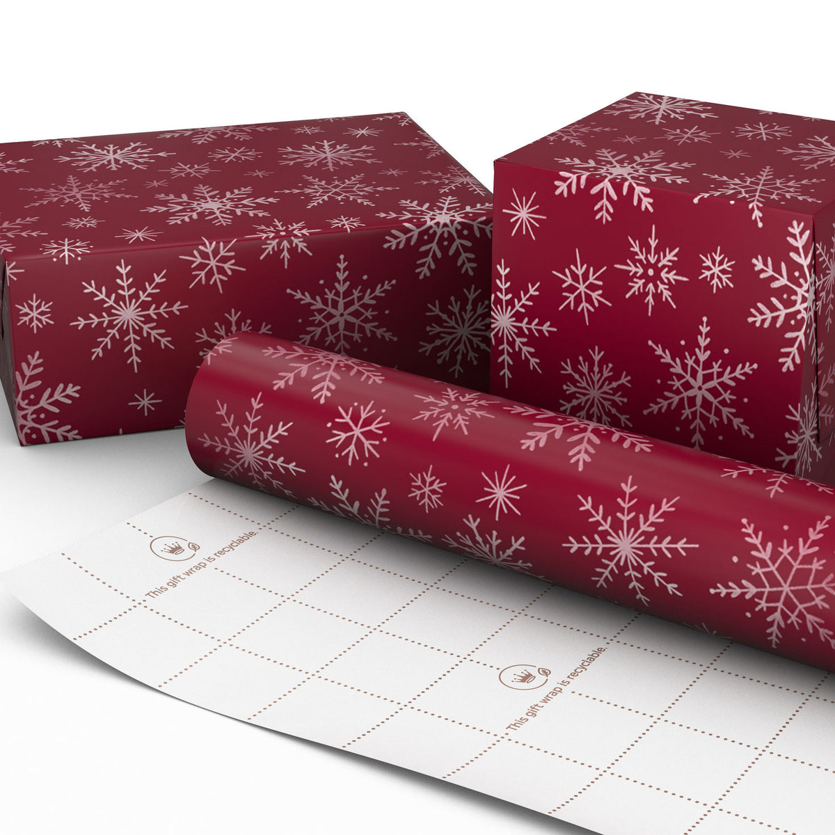 Hallmark Snowflakes on Red Christmas Wrapping Paper Roll, 22.5 sq. ft.