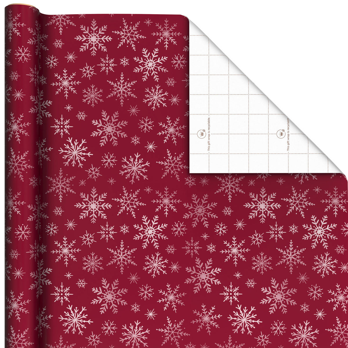 Hallmark Snowflakes on Red Christmas Wrapping Paper Roll, 22.5 sq. ft.