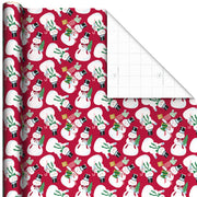 Hallmark Snowmen on Red Christmas Wrapping Paper Roll, 35 sq. ft.
