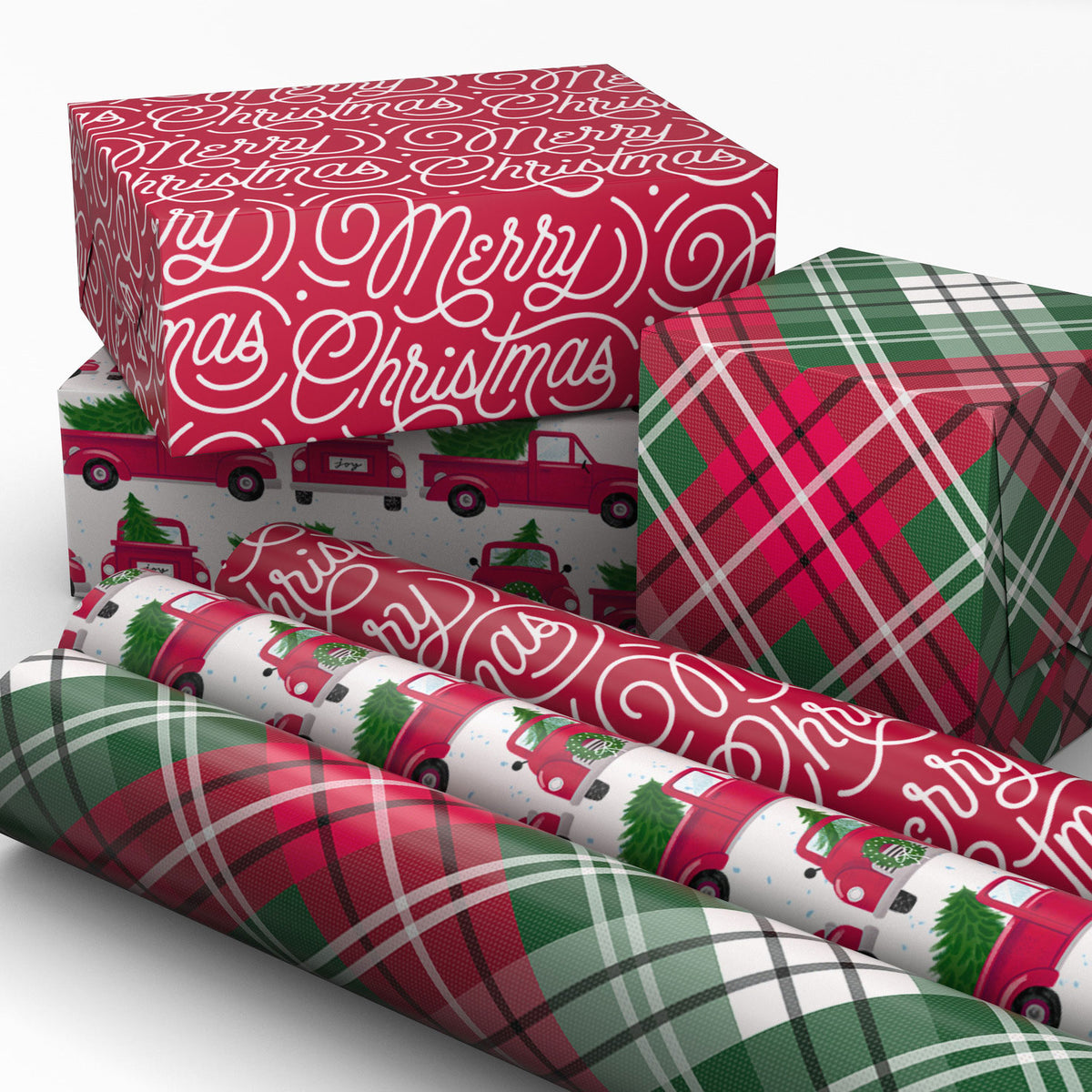 Hallmark Vintage Classics 3-Pack Assortment Christmas Wrapping Paper Roll Bundle, 105 sq. ft. total