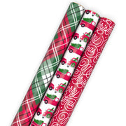 Hallmark Vintage Classics 3-Pack Assortment Christmas Wrapping Paper Roll Bundle, 105 sq. ft. total