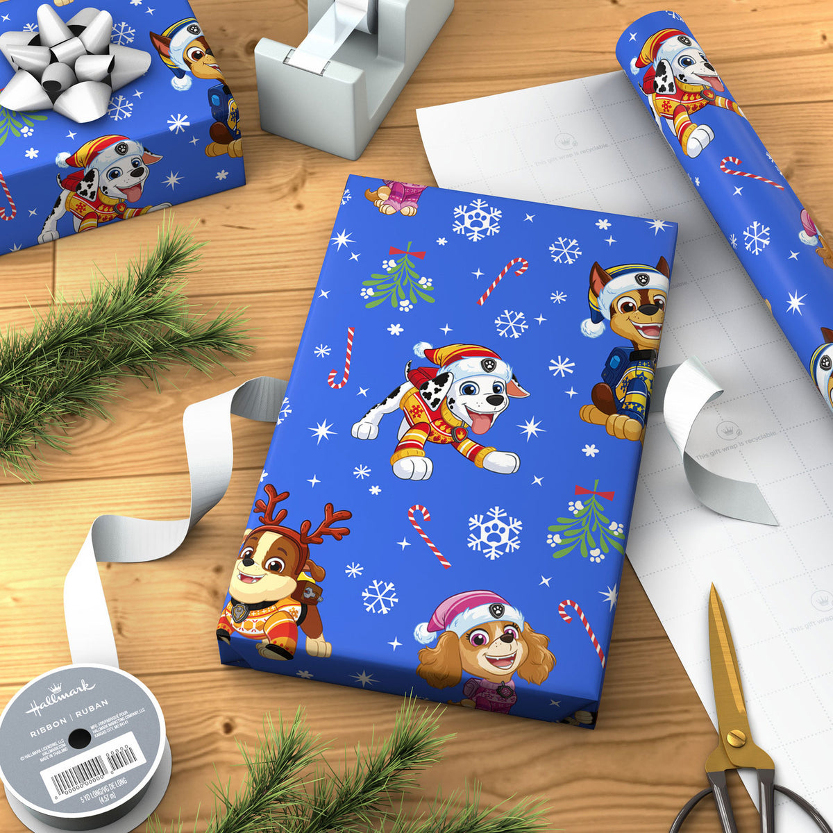 Hallmark Paw Patrol™ Winter Fun on Blue Christmas Wrapping Paper Roll, 25 sq. ft.