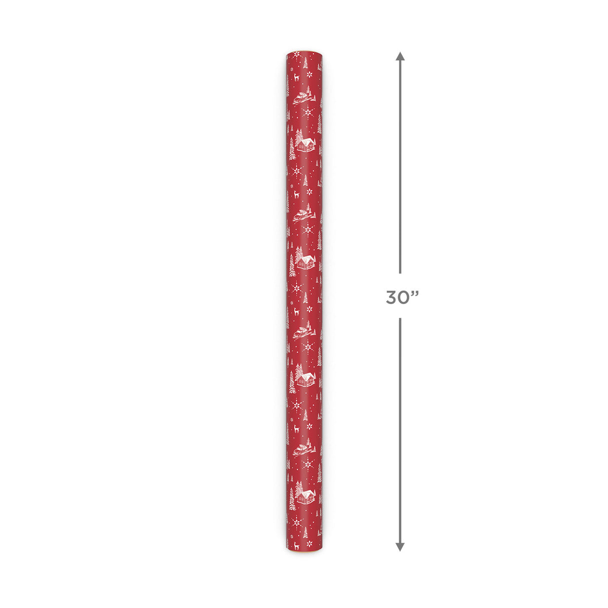 Hallmark Cardinals on Gray/Red Barn Christmas Reversible Wrapping Paper Roll, 30 sq. ft.