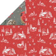 Hallmark Cardinals on Gray/Red Barn Christmas Reversible Wrapping Paper Roll, 30 sq. ft.