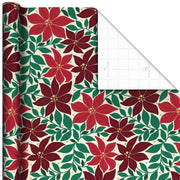 Hallmark Modern Poinsettias Christmas Wrapping Paper Roll, 35 sq. ft.