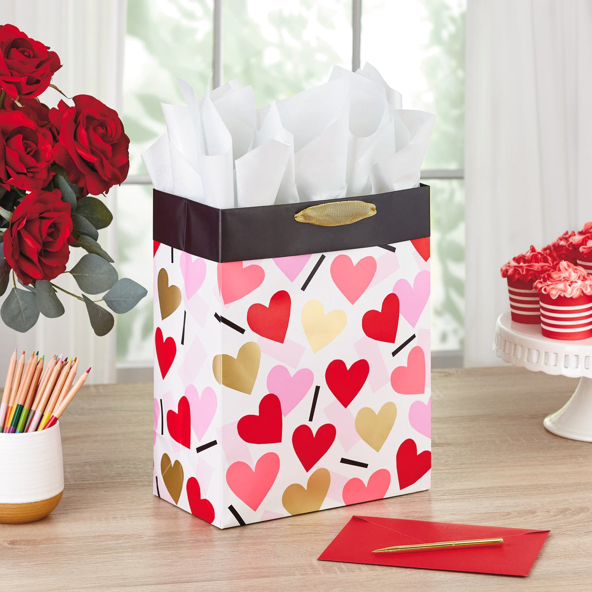 Hallmark 13" Confetti Hearts Valentine's Day Gift Bag