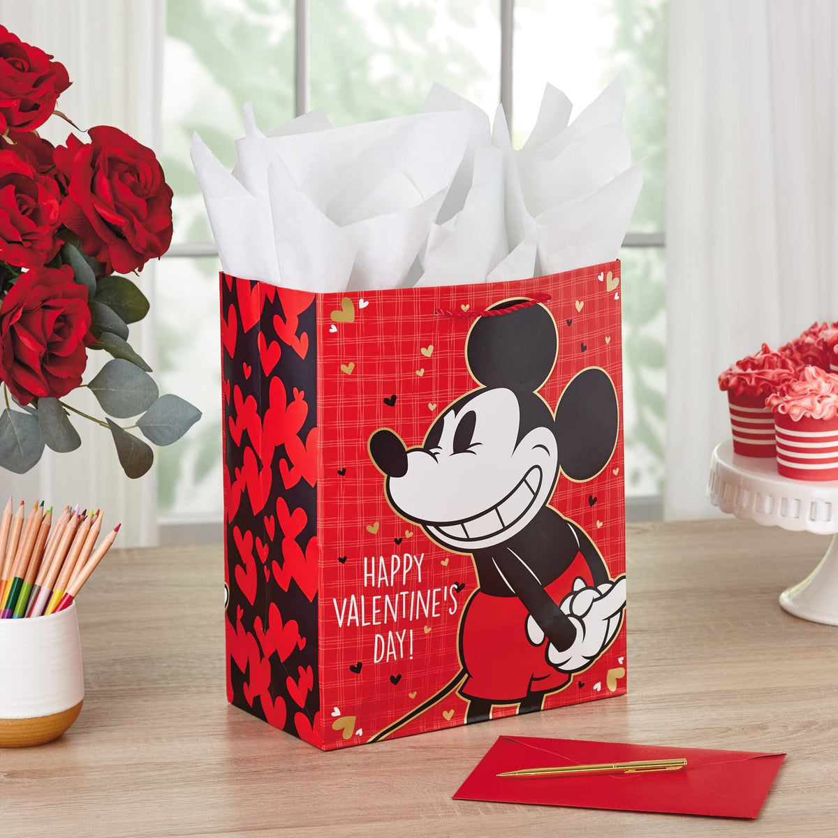 Hallmark 13" Disney Mickey Mouse Valentine's Day Gift Bag