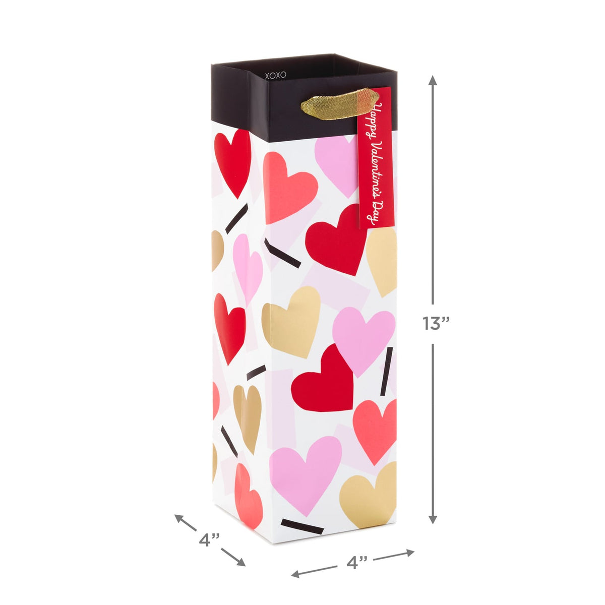 Hallmark 13" Confetti Hearts Wine Bottle Valentine's Day Gift Bag