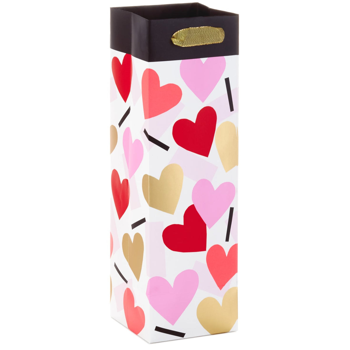 Hallmark 13" Confetti Hearts Wine Bottle Valentine's Day Gift Bag