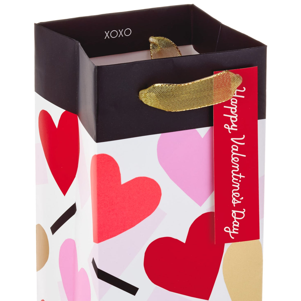 Hallmark 13" Confetti Hearts Wine Bottle Valentine's Day Gift Bag