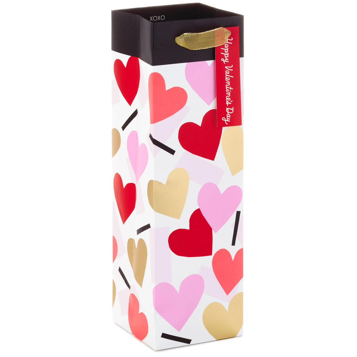 Hallmark 13" Confetti Hearts Wine Bottle Valentine's Day Gift Bag