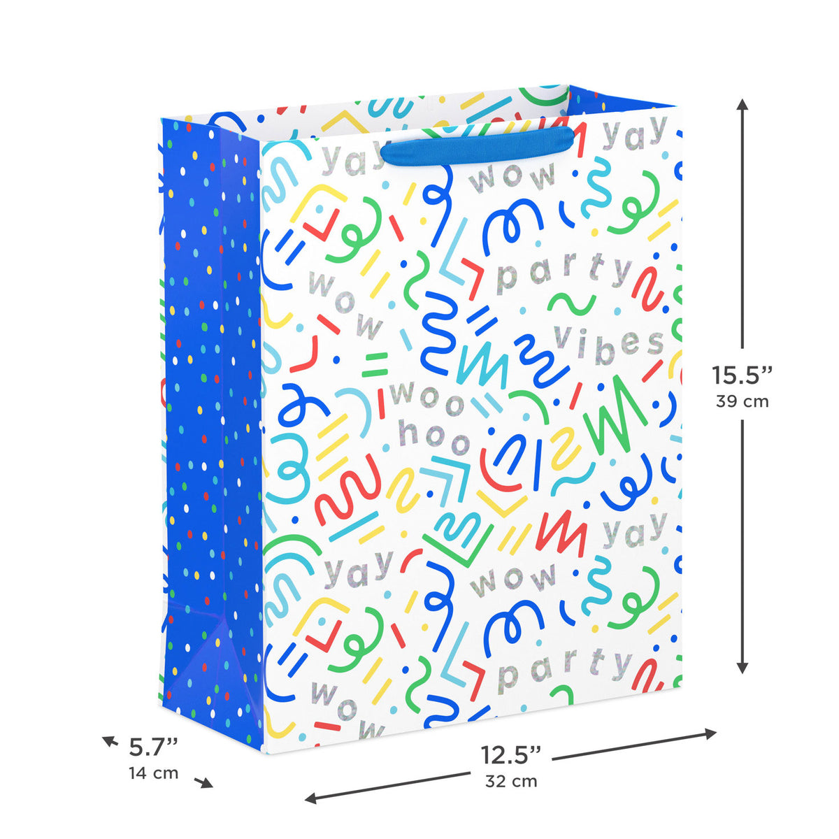 Hallmark 15.5'' Colorful Squiggles and Party Vibes Extra-Large Gift Bag