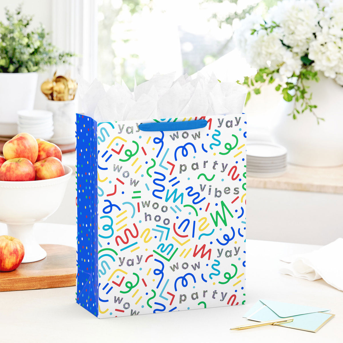 Hallmark 15.5'' Colorful Squiggles and Party Vibes Extra-Large Gift Bag